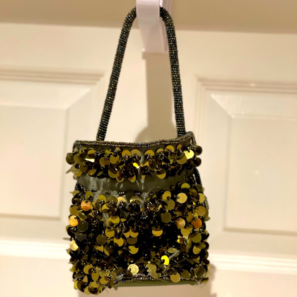 Olive green sequined purse - new condition
